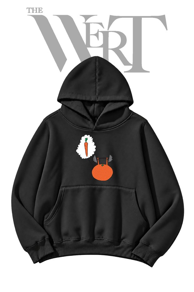 Orange Fitness Pre-Printed Black Hooded Sweatshirt (2-Ply)