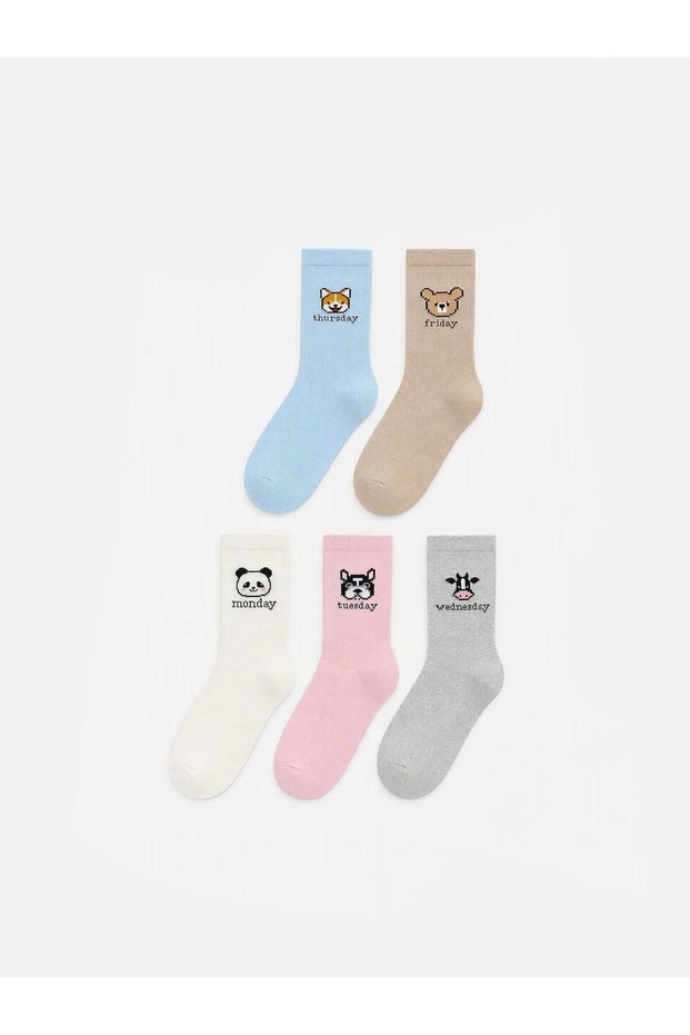 5-Pair Patterned Women's Ankle Socks (W6)