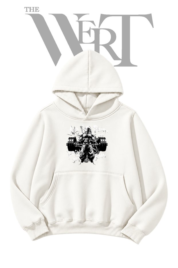 Kid Buu Fitness Pre-Printed White Hooded Sweatshirt (2-Ply)