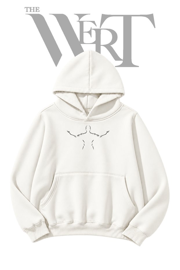 Fitness Model Pre-Printed White Hooded Sweatshirt (2-Ply)