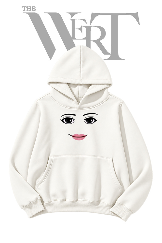 White Hooded Sweatshirt for Babies with Front Print (2-Ply)