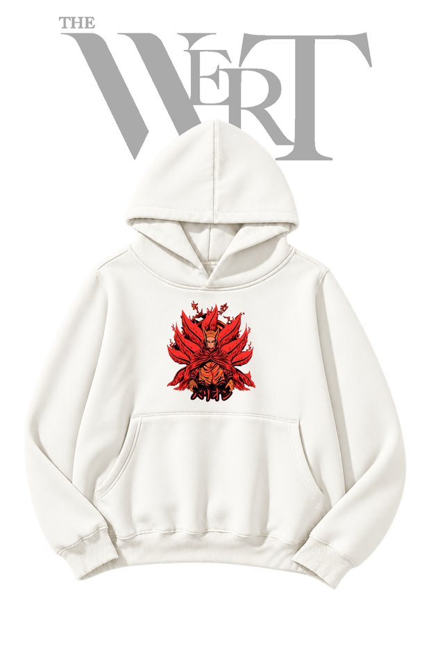 Naruto Baryon Pre-Printed White Hooded Sweatshirt (2-Ply)