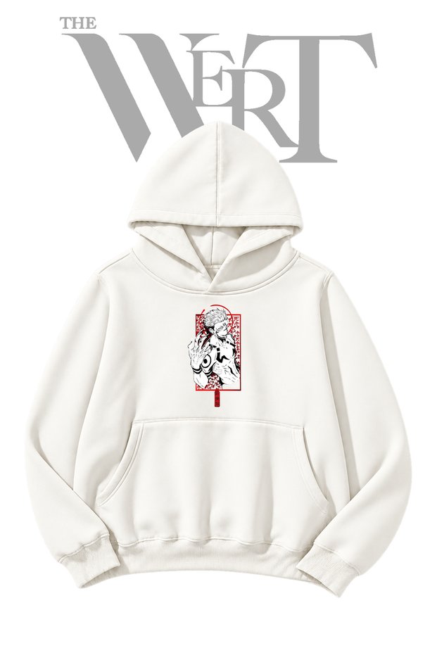Jujutsu Sukuna Unprinted White Hooded Sweatshirt (2-Ply)