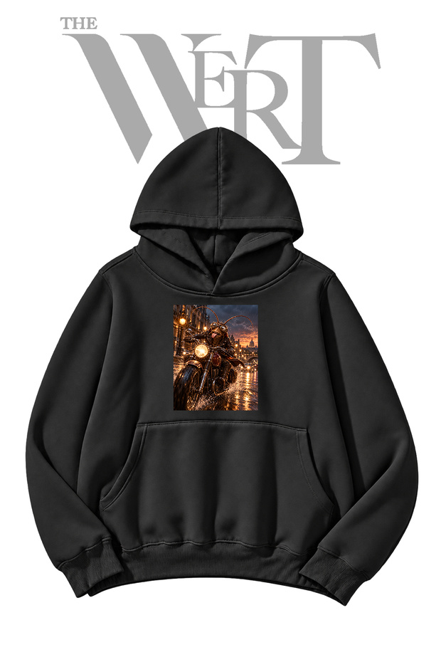 Bocek Motorcyclist Pre-Printed Black Hooded Sweatshirt (2-Ply)