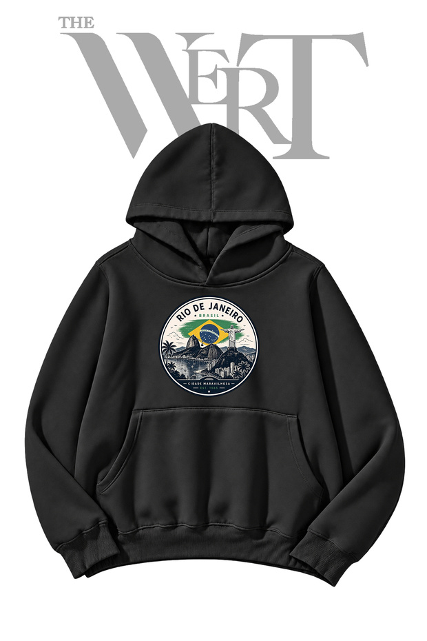 Christ the Redeemer Pre-Printed Black Hooded Sweatshirt (2-Ply)