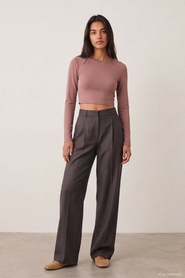 Women's Loose Fit Coffee-Colored Pants