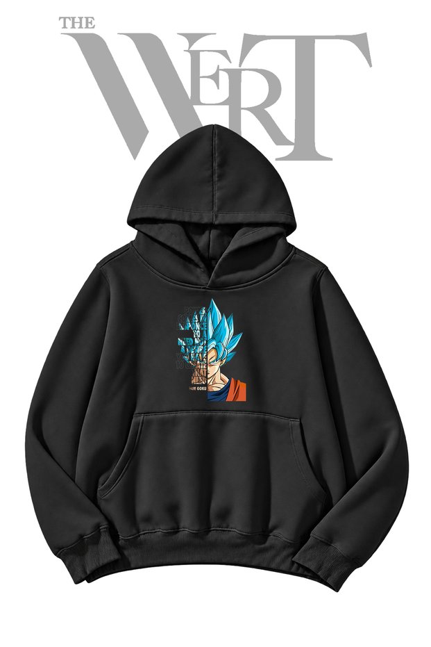 Son Goku Pre-Printed Black Hooded Sweatshirt (2-Ply)