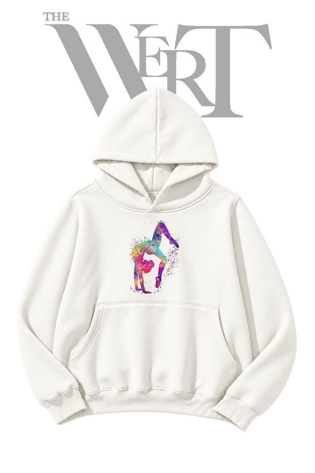 Watercolor Gym Pre-Printed White Hooded Sweatshirt (2-Ply)