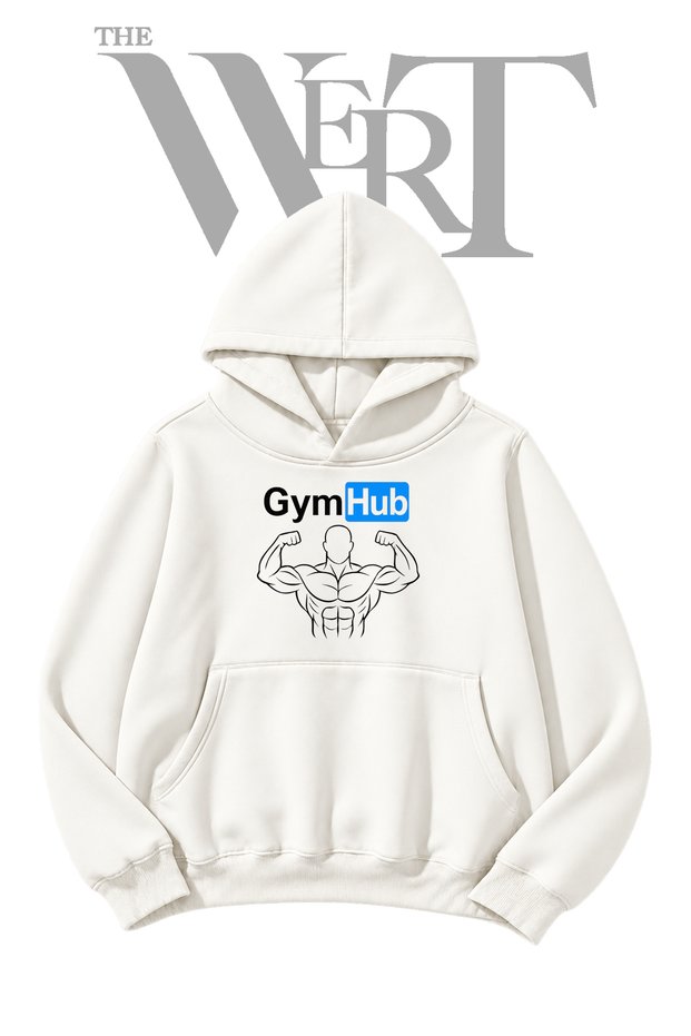 Bodybuilder Icon White Hooded Sweatshirt with Front Print (2-Ply)