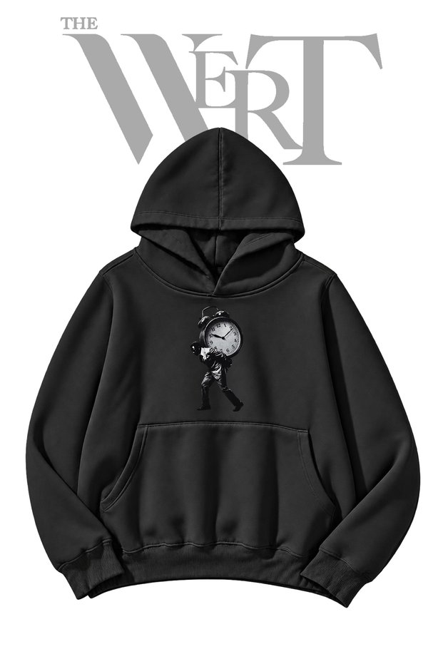 Men's "Saat Yuku" Pre-Printed Black Hooded Sweatshirt (2-Ply)