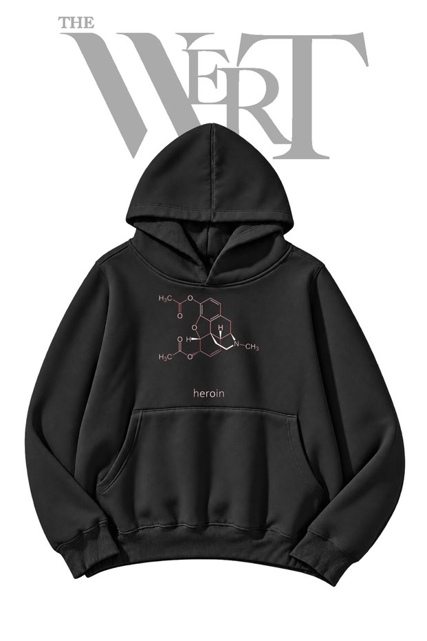 Heroin Pre-Printed Black Hooded Sweatshirt (2-Ply)