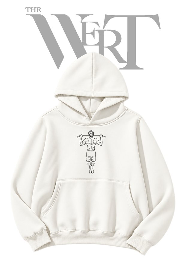 Kasli Pull-Up Pre-Printed White Hooded Sweatshirt (2-Ply)