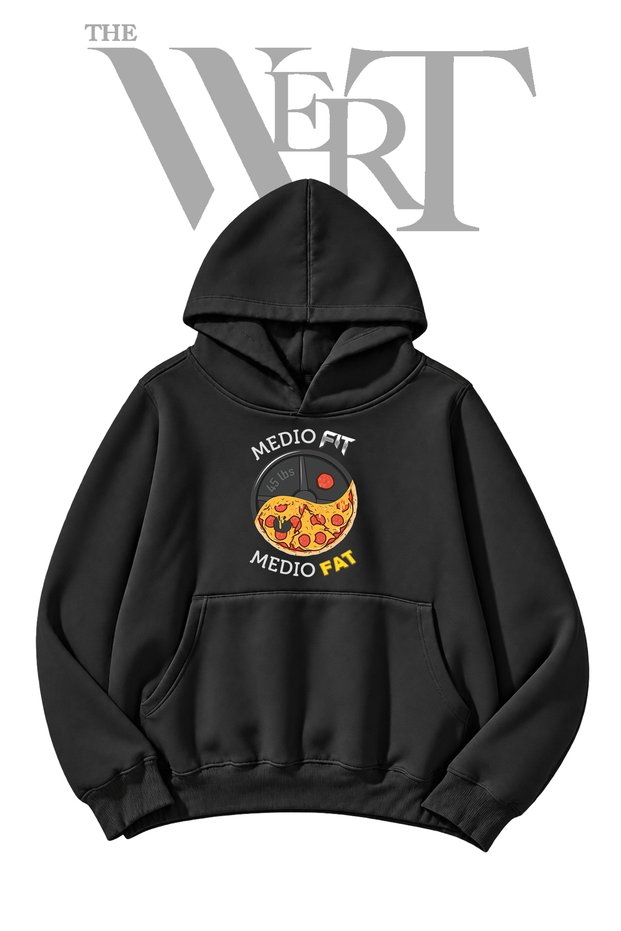 Weight Plate Pizza Pre-Printed Black Hooded Sweatshirt (2-Ply)