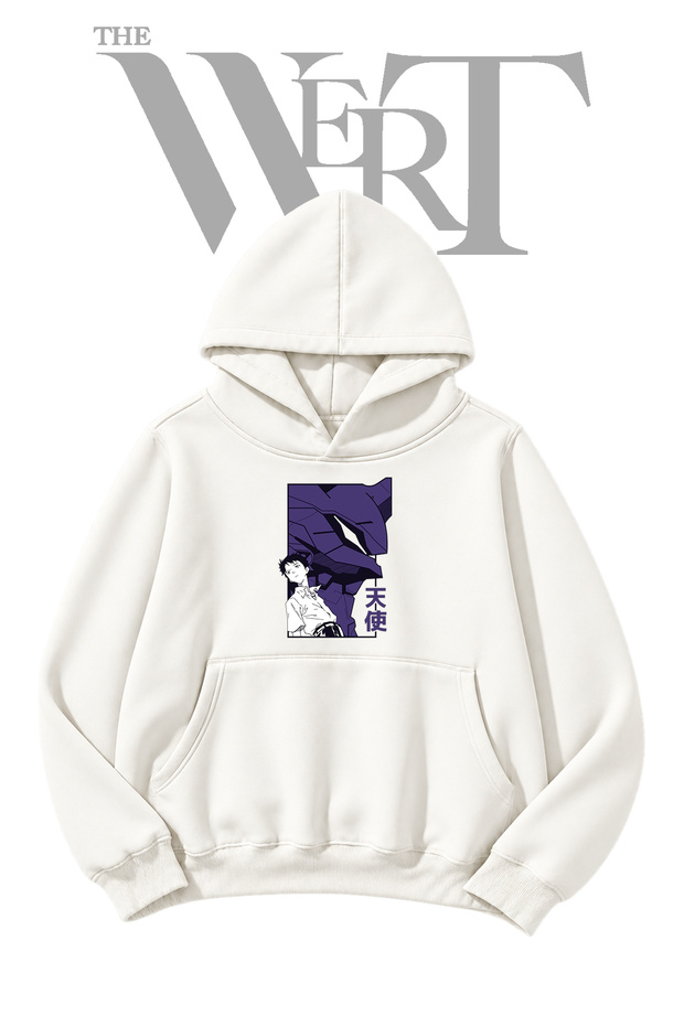 Shinji Evangelion Unprinted White Hooded Sweatshirt (2-Ply)