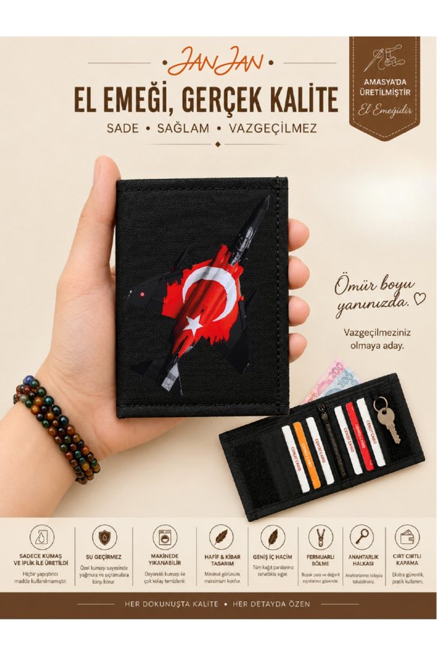 Sports Wallet with Velcro, Zipper, Keychain, and Coin Pocket—Unisex Wallet, Fabric Wallet, Handcrafted,