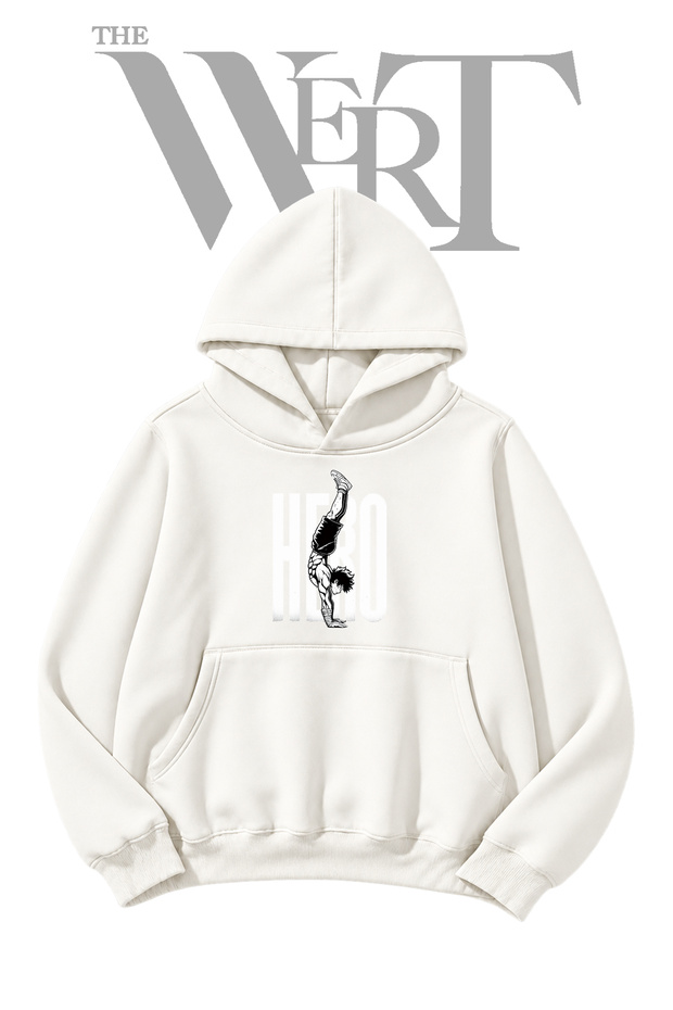 Deku Handstand Front-Printed White Hooded Sweatshirt (2-Ply)