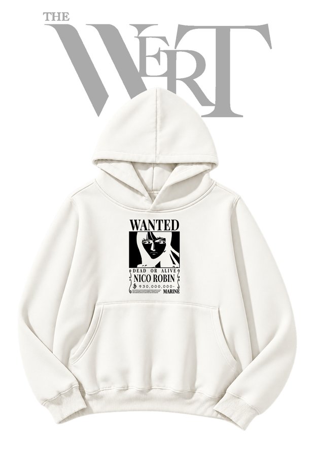 Nico Robin Pre-Printed White Hooded Sweatshirt (2-Ply)
