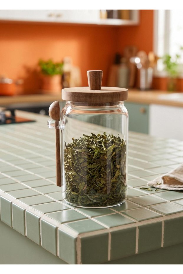 Measuring Spoon-Equipped Borosilicate Glass Jar, 850 ml