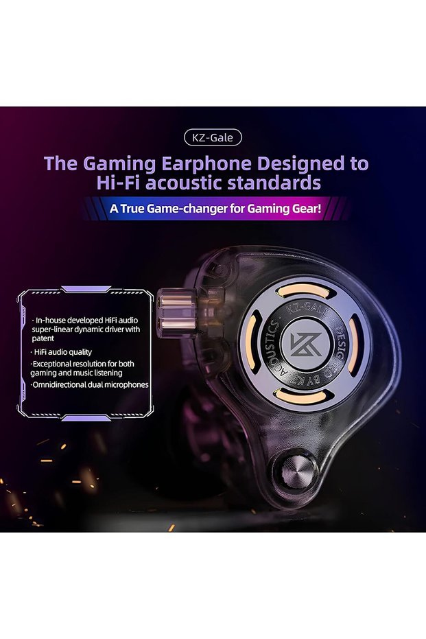 KZ Gale 3.5mm Gaming Earphones with Mic – 10mm HiFi Driver In-Ear Headset for Gaming, Music, PC and Mobile (White, 3.5mm)