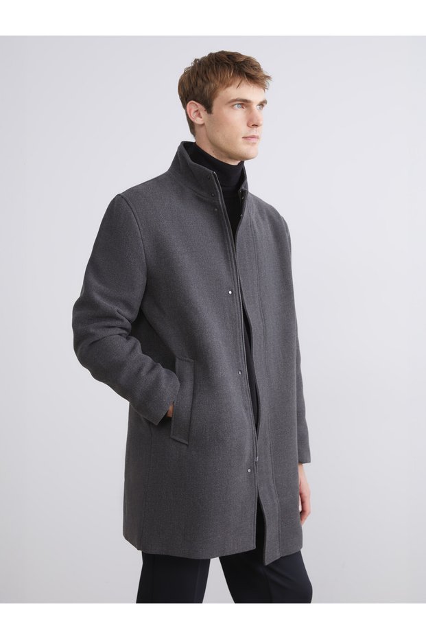 Peak New Season Standard Fit Stand Collar Men's Cashmere Coat