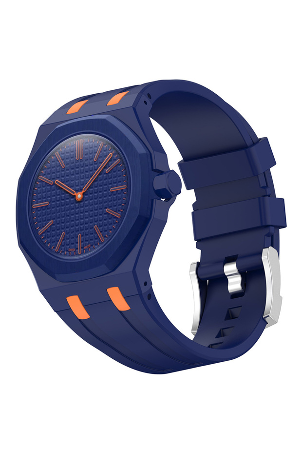 For Royal POP Blue orange-3 Original Soft Silicone Strap+PC Case for Swatch X Ap Royal Pop Swatch Po