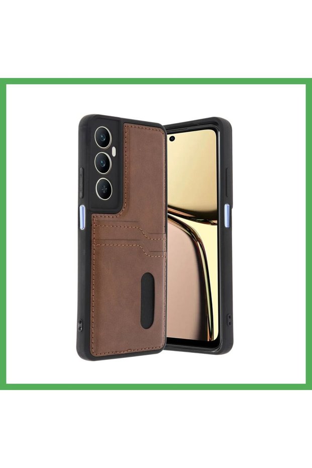 غطاء جلدي أنيق من سارا، متوافق مع هاتف Realme C65 - لون بني داكن من BEZOSS.