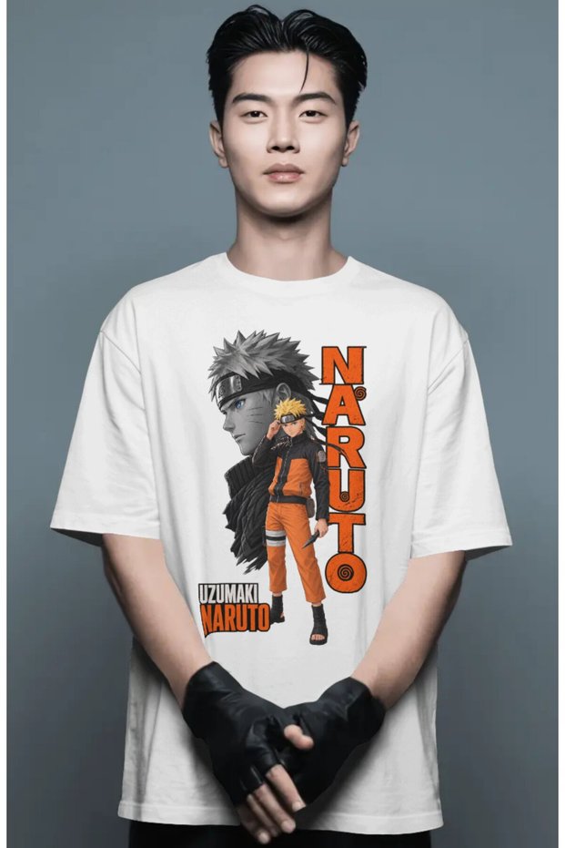 Unisex Oversized Naruto Uzumaki Anime Character Pre-Printed Premium T-Shirt