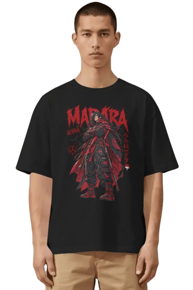 Unisex Oversized Madara Uchiha Naruto Anime Character Pre-Printed Premium T-Shirt