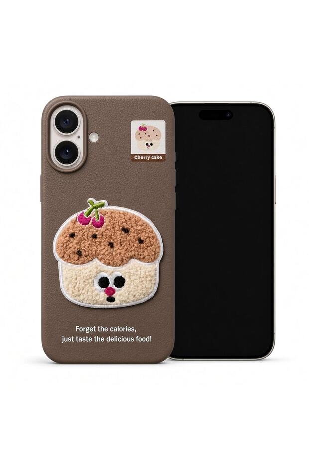 Stitched Puppy Plush Cherry Cake Case Compatible with the Apple iPhone 16
