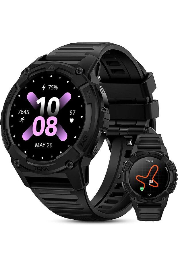 Smartwatch for Men and Women, Fitness Tracker with AMOLED Display (Charcoal Black, Tank S2)