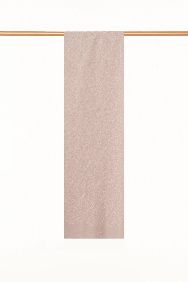 Mixed-Pattern Viscose Shawl, Dark Taupe Color