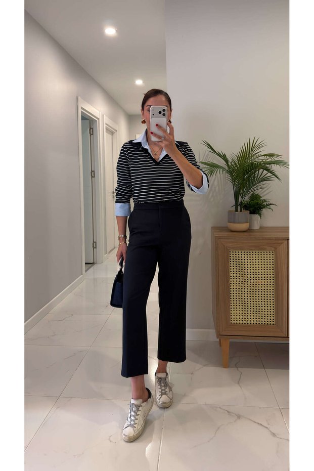 Tedly Navy Blue Carrot Pants