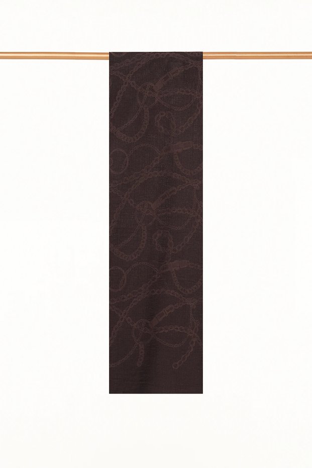 Chain-Pattern Viscose Shawl, Dark Coffee