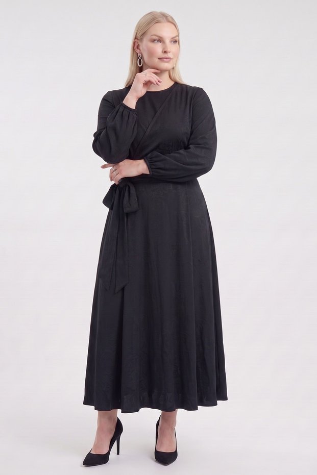 Detailed Jacquard Dress, Black