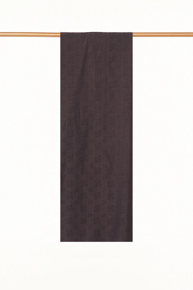 Cotton Shawl with Monogram Detail, Dark Brown