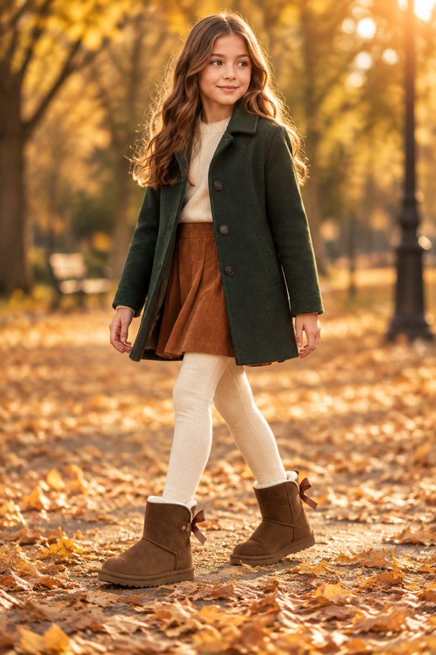 FY-2784 Anatomical Sole, Everyday Use, Brown Suede Girls' Outdoor Boots