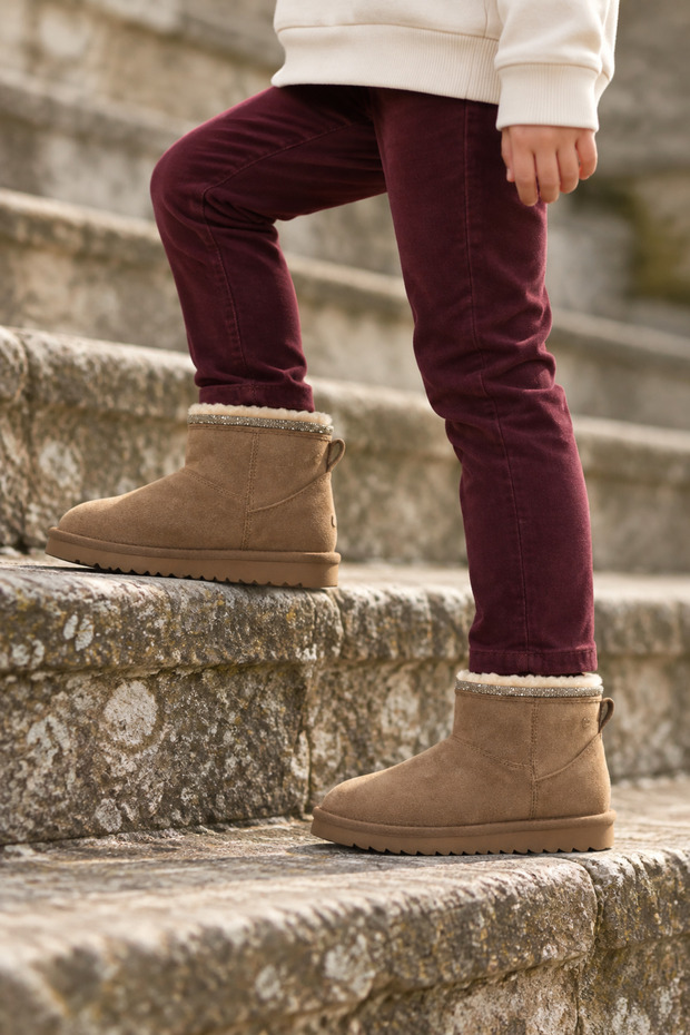 GT-2784 Anatomical Sole, Cold-Resistant, Everyday Use, Brown Suede Girls' Outdoor Boots