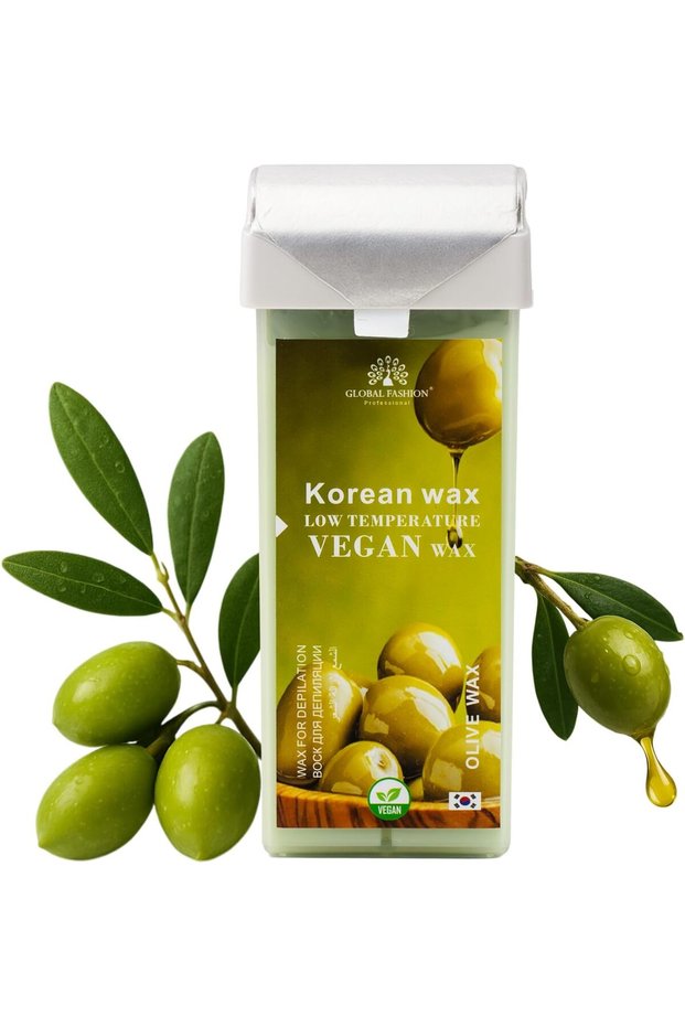 Global Fashion 100ml Roll-On Wax Cartridge – Korean Soothing Depilatory Wax Refill for Women Hair Removal, Long-Lasting, Smooth Glide for Legs, Arms & Body | 12 Scents (100ml, Olive)