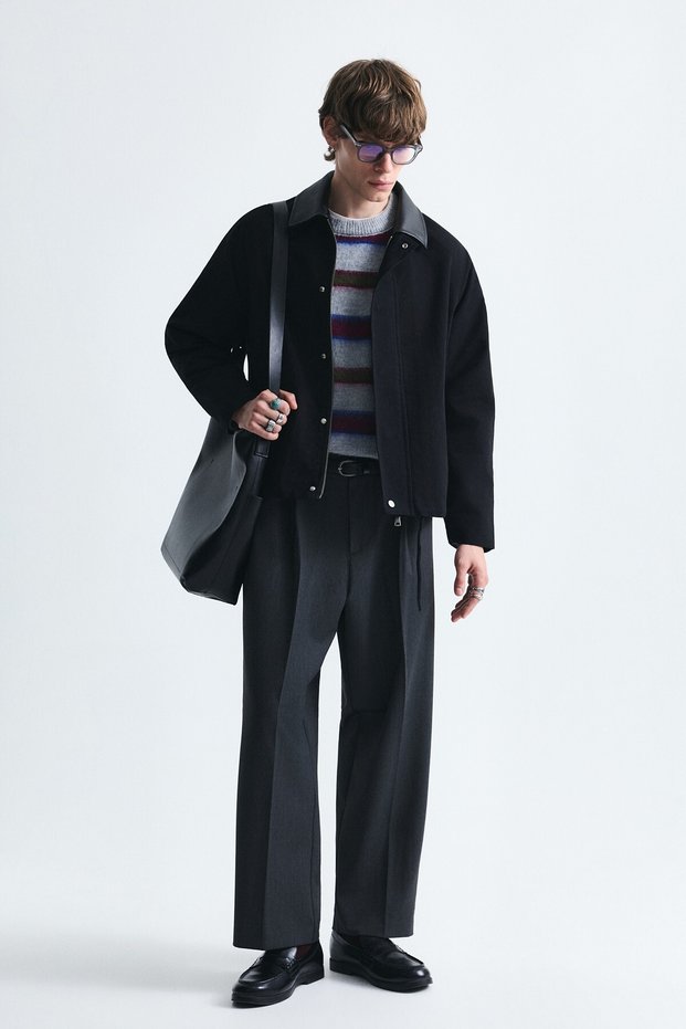 Boxy Fit Contrast Collar Coat