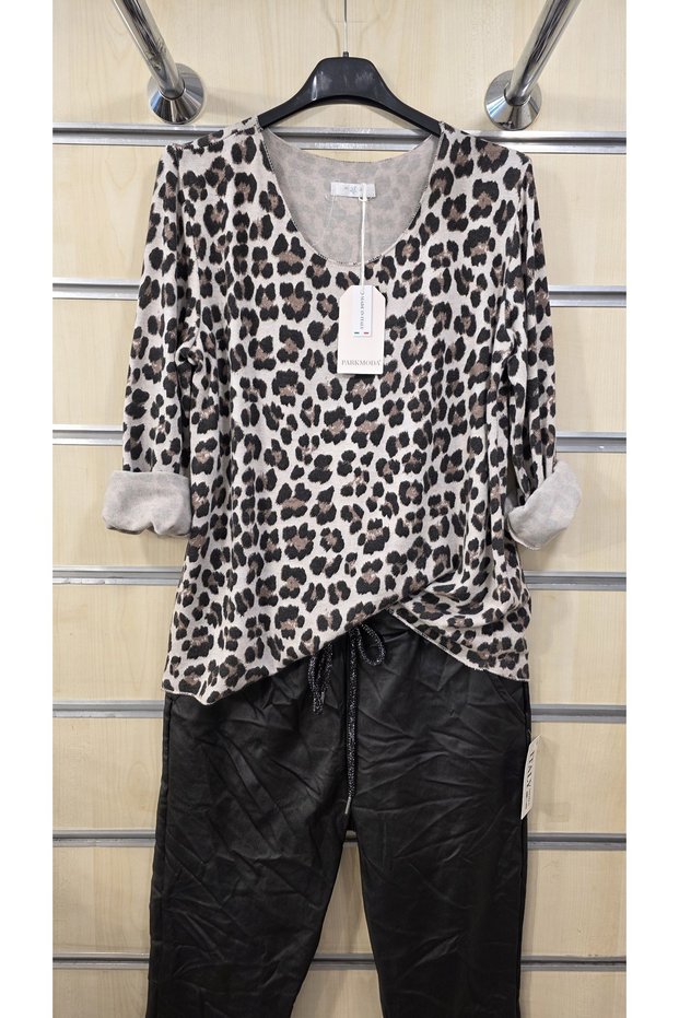 Leopard Pattern Lightweight Angora Sweater