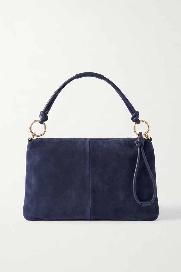 MARIEL Navy Suede Genuine Leather Women's Clutch Bag