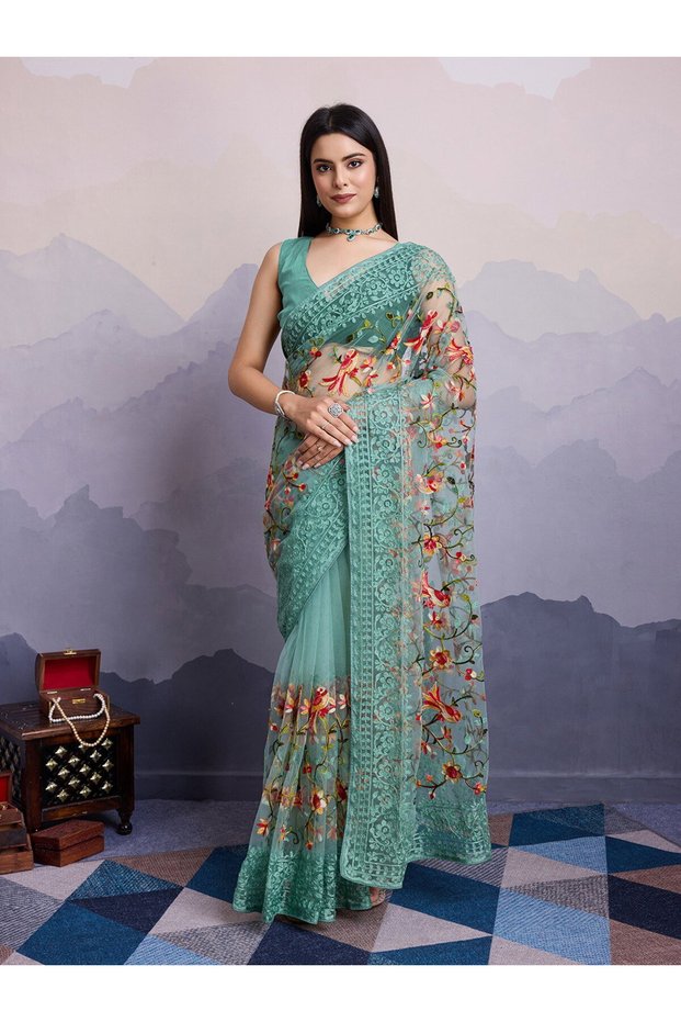 Premium Soft Net Embroidery Saree| Fall and Pico Stitched | Vivirasmi| Designer Ethnic Wear for Women