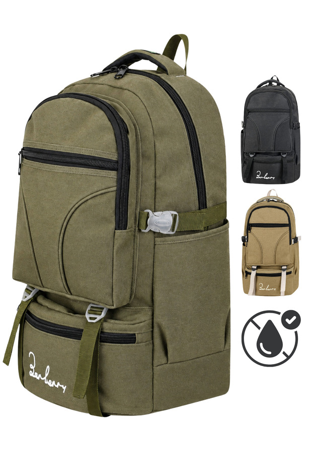 50L Large Capacity Backpack for Hiking, Camping, Travel, Outdoor Activities, and Trekking - Waterproof Fabric, Orthopedic Back Support, Shoulder Straps, Multiple Compartments - Black, Beige, Khaki.