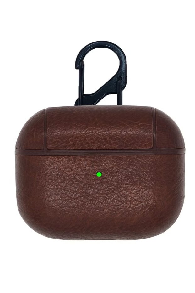 AirPods 4th Generation Case Leather Case, Compatible with AirPods 4 Gen (2024) (USB-C), Compatible with MagSafe, Drop Protection Cover with Lanyard, Orbit Hybrid Case, Brown