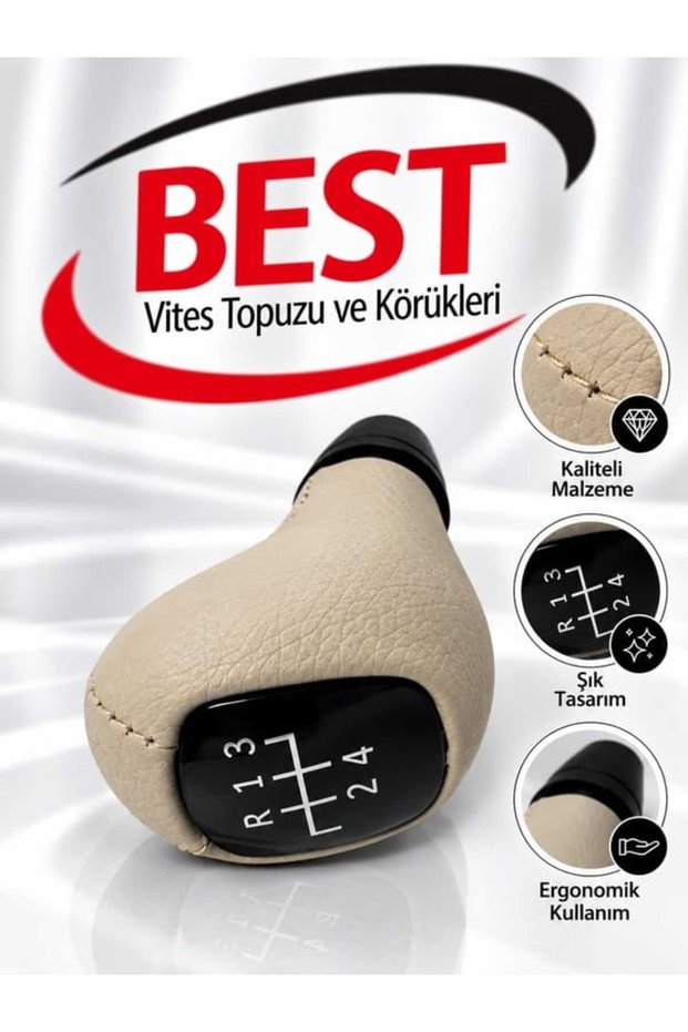 Mercedes W124-201 (190-200-250-300 E D) Manual Gear Shift Knob, Beige Leather (4-Speed)