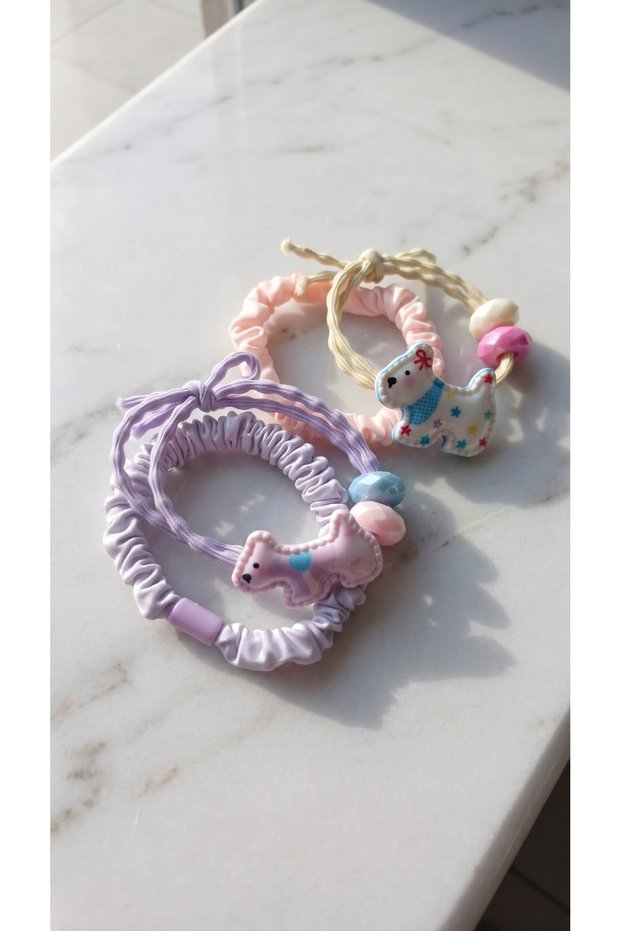 Set of 2 Pastel-Colored Rubber Hair Clips with Dog Figures – Girls' Hair Clips