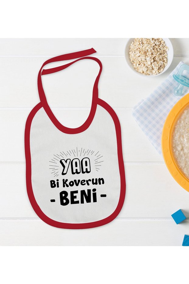 BK Kids "Cover Me" Printed Red Baby Bib - 1