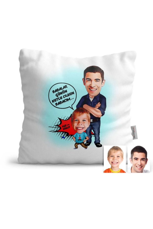 Father's Day Special Father Son Cartoon Satin Pillow - 2