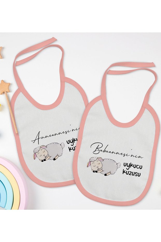 BK Kids "Grandma and Grandpa" Design 2-Pack Pink Baby Bib - 1 en127066