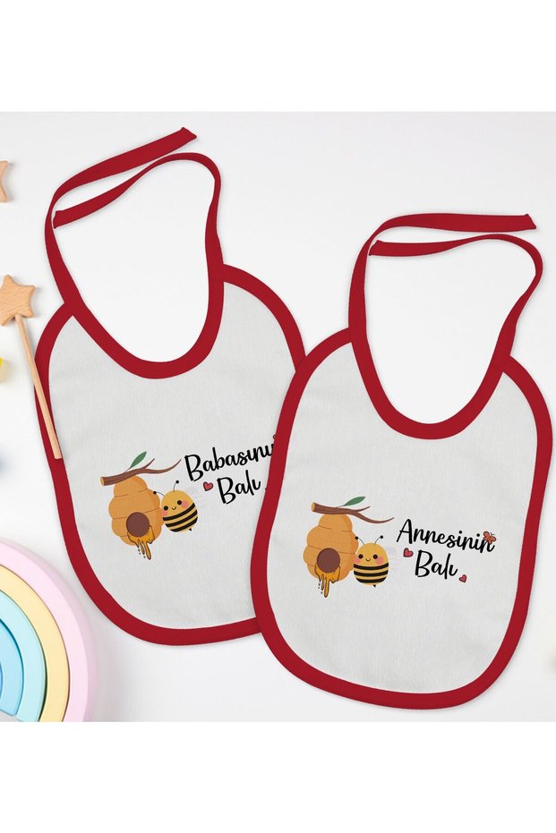 BK Kids "Mom and Dad's Honey" Design 2-Pack Red Baby Bibs - 1 en126942